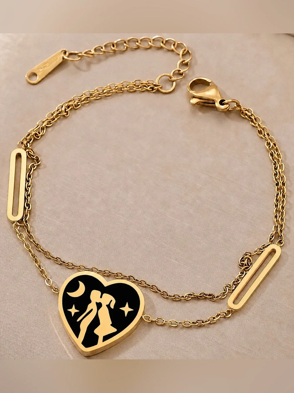 Schoolyard Crush~ Little Lovers First Kiss Puppy Love Child Romance Heart Bangle
